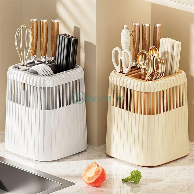 Multifunctional Kitchen Knife Rack – Drainage Cutlery Holder & Utensil Organizer