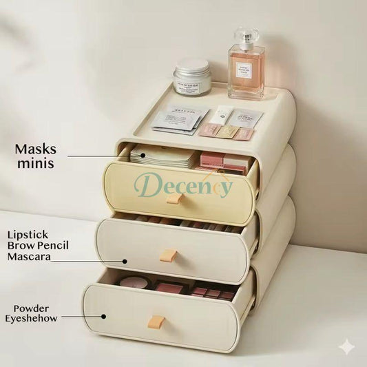 Stackable Makeup Organizer with Drawers - Vanity Cosmetic Storage Box