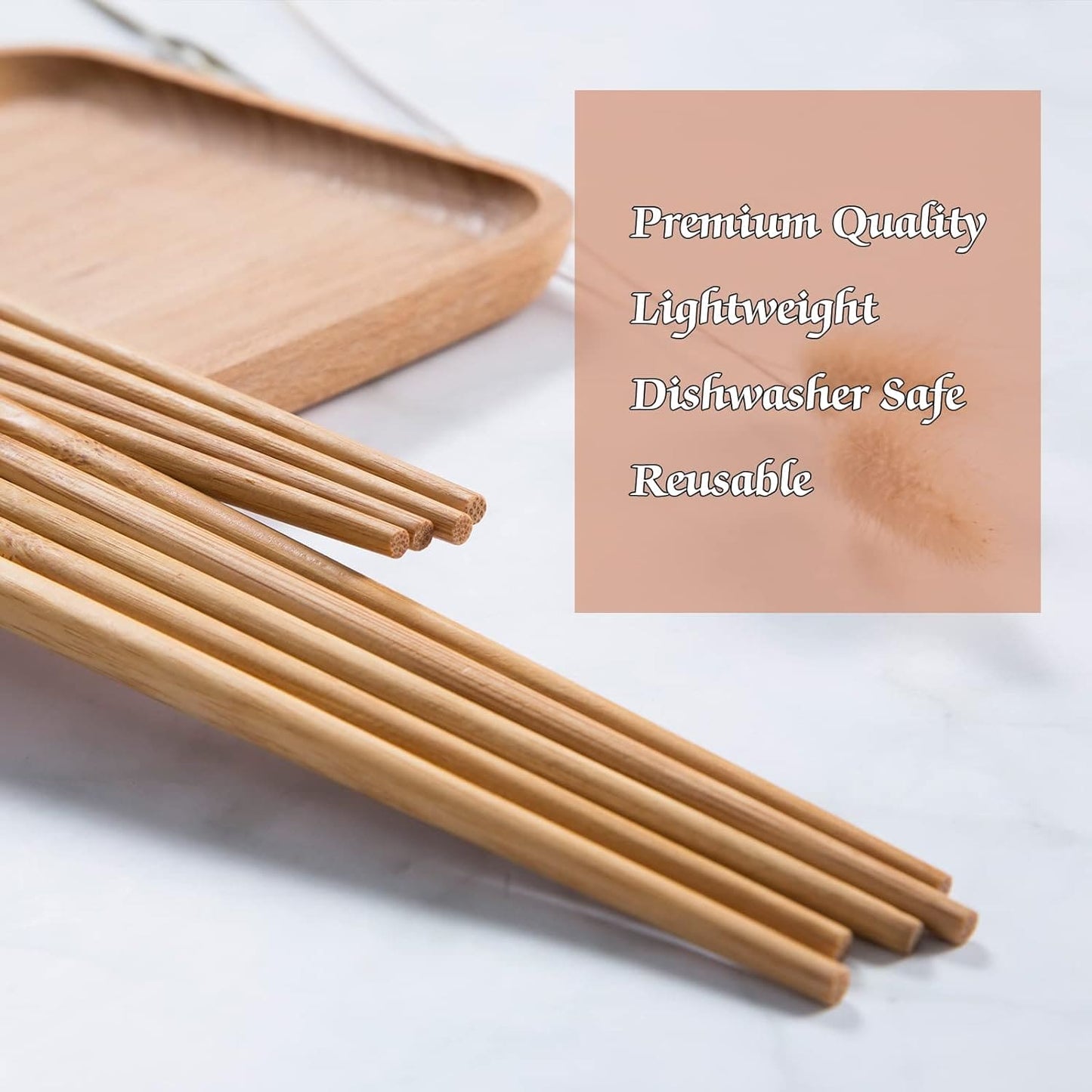 10 Pcs Wooden Bamboo Chopsticks