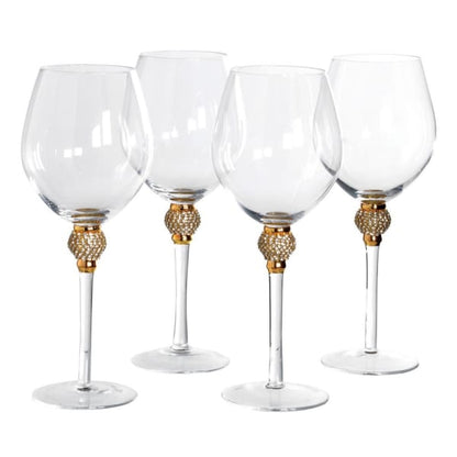 6 Pcs Evoque Elite Gold Ball Gold Rimmed Wine Glass Set
