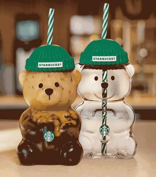 Starbucks Bear "Bearista" Glass Tumbler Cup
