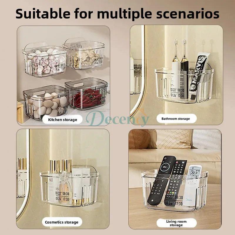 Wall Mounted  Storage Box – Transparent Kitchen Organizer