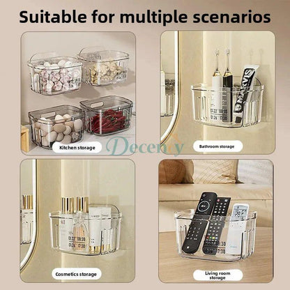 Wall Mounted  Storage Box – Transparent Kitchen Organizer