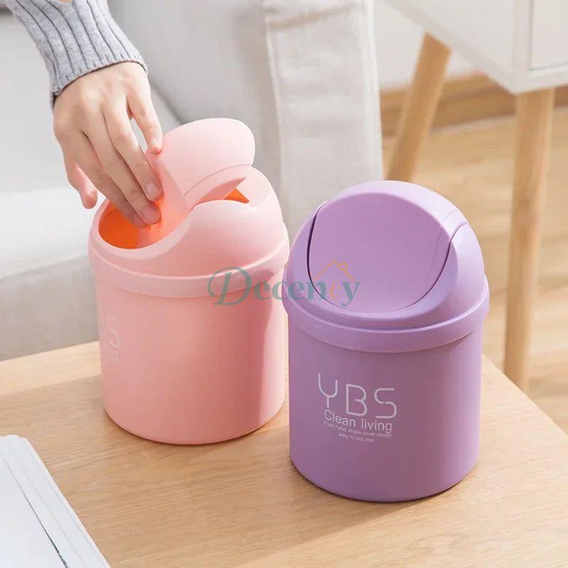 Mini Desktop Trash Can with Shake Cover – Plastic Dustbin for Home & Office