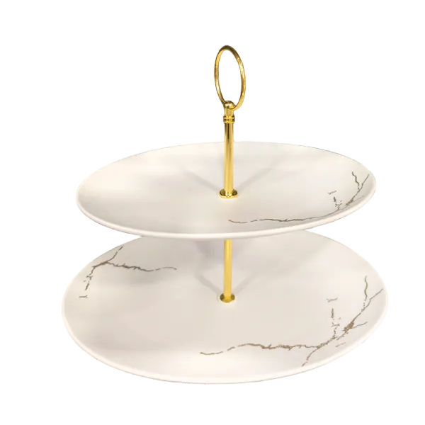 Winsor England Luxury 2-Tier Marble Design Serving Stand ( White )