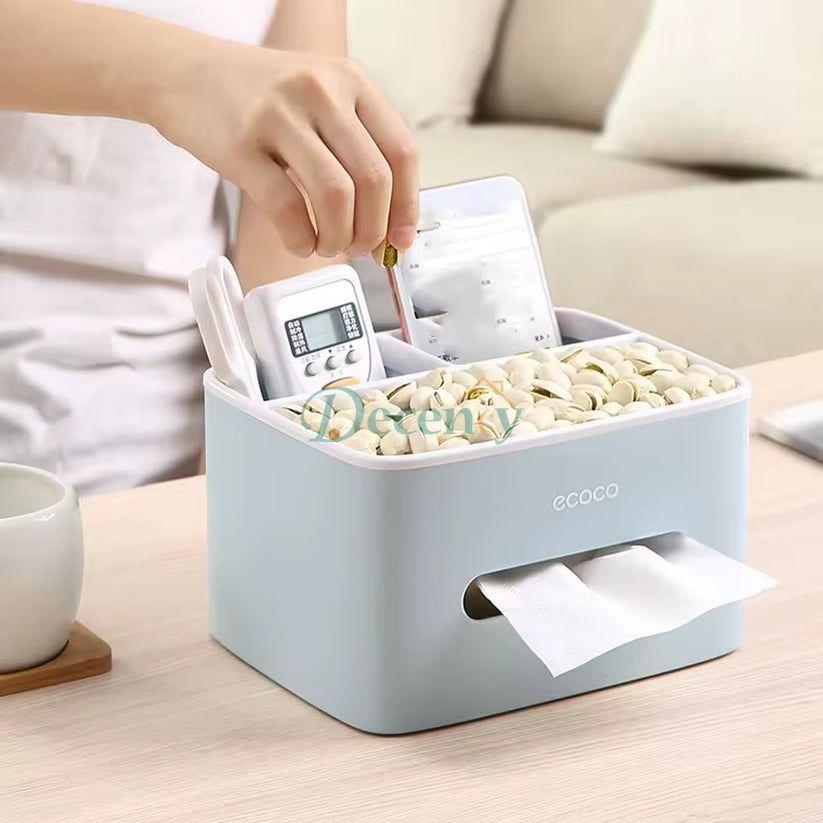 Ecoco Tissue Box – Nordic Style Waterproof 2-Compartment Holder