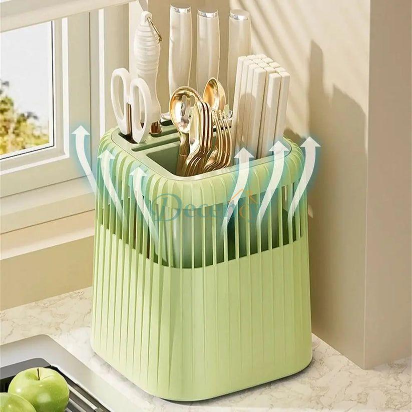 Multifunctional Kitchen Knife Rack – Drainage Cutlery Holder & Utensil Organizer