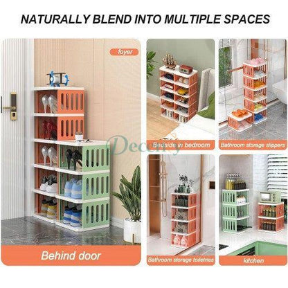 5-Tier Shoe Storage Rack, Compact Narrow Shoe Cabinet Organizer