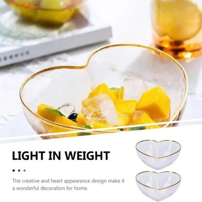 Heart-Shaped Glass Salad Bowl - 3 Pcs