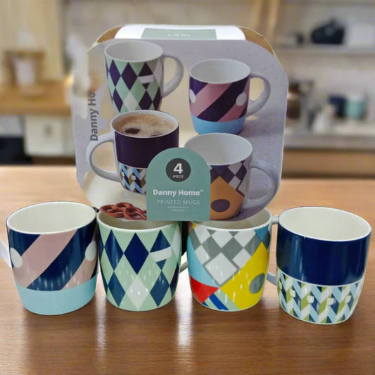 "Danny Home™ Printed Mugs, 4 Pcs