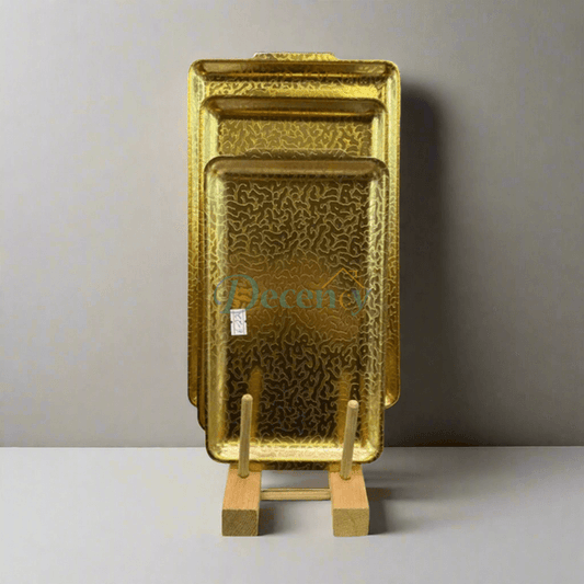 Elegant Textured Gold Rectangle Tray – Premium Finish