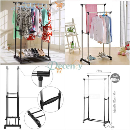 2.5 Inch Hanging Rack Double-Pole 2 Layer Cloth Hanging Rack ( 1 Step ) – Decency