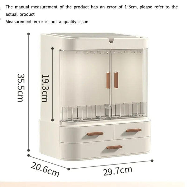 Cosmetic Storage Makeup Box With Led Light Mirror