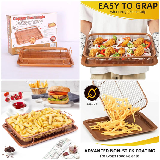 2 Piece Set Non-Stick Crisping Tray Square