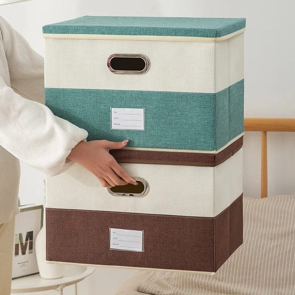 Space-Saving Fabric Storage Basket with Lid