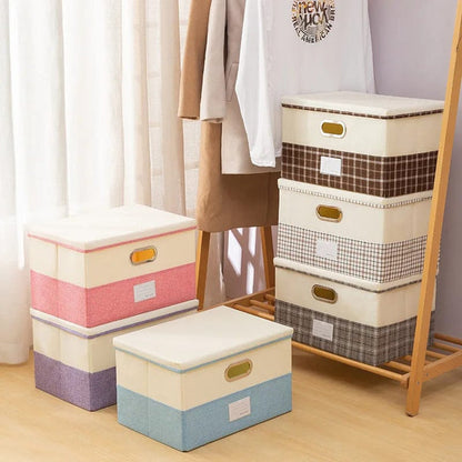 Space-Saving Fabric Storage Basket with Lid