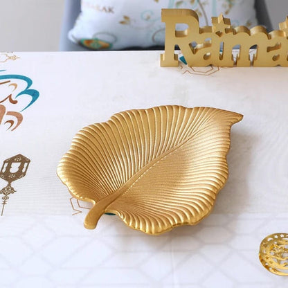 Golden Leaf Wooden Candy Tray