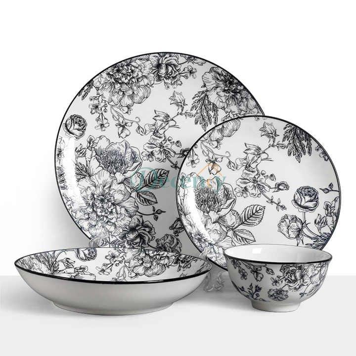 Midnight Black Porcelain Dinner Set – Luxury Matte Finish