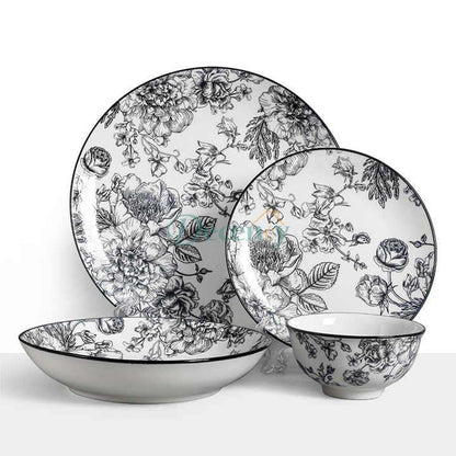 Midnight Black Porcelain Dinner Set – Luxury Matte Finish