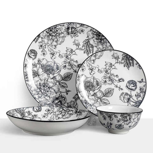 Midnight Black Porcelain Dinner Set – Luxury Matte Finish