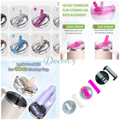 3Pcs 40oz  Stanley  Tumbler Flip Straw , Lid , Handle Water Proof