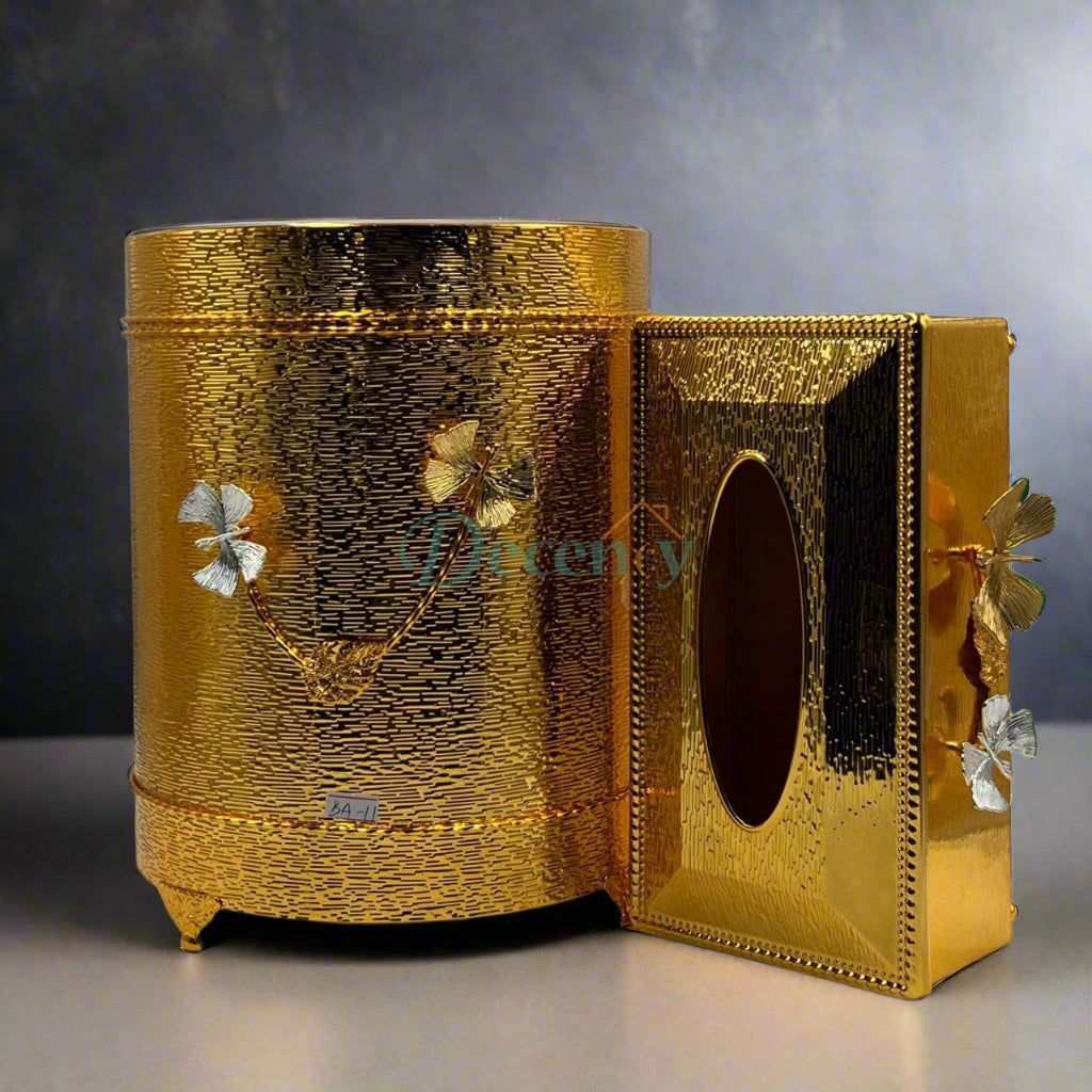 Luxury Tissue Box & Trash Bin Set ( 2 )