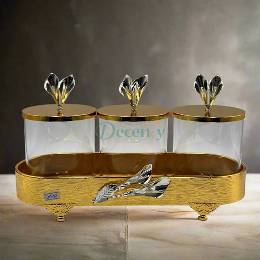 Gold-Toned Glass Canister Set