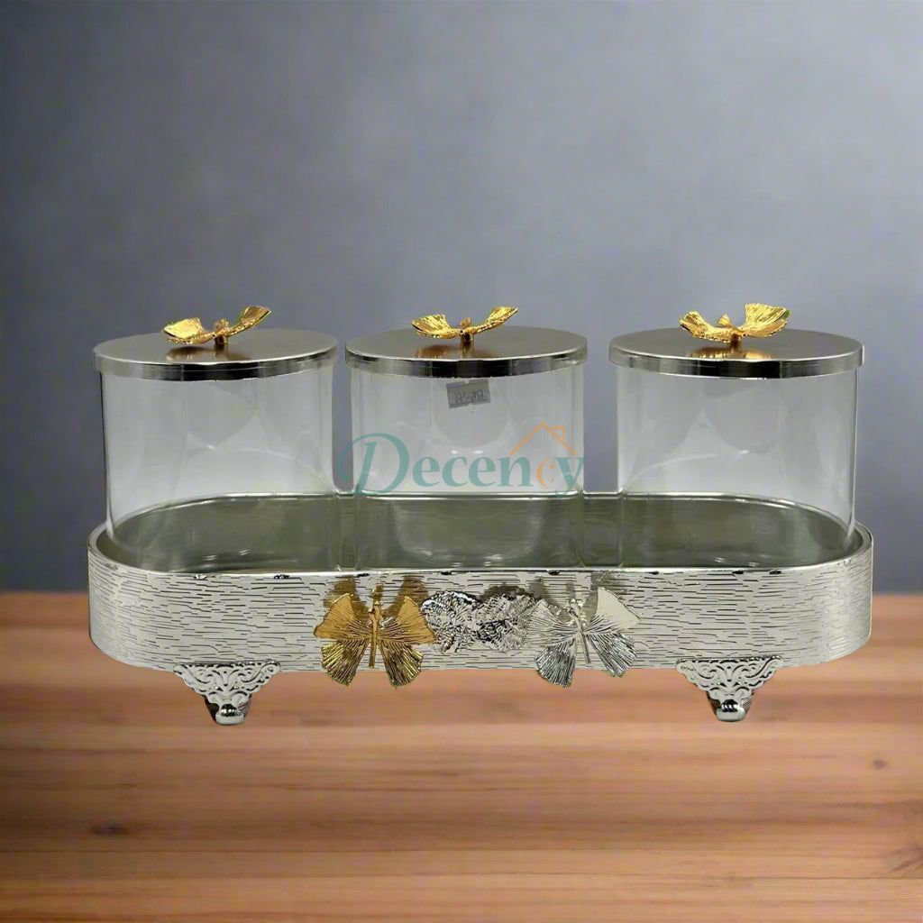 Gold-Toned Glass Canister Set