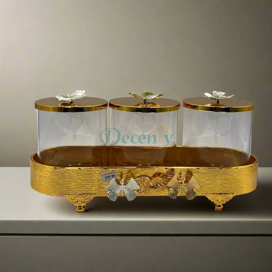 Gold-Toned Glass Canister Set