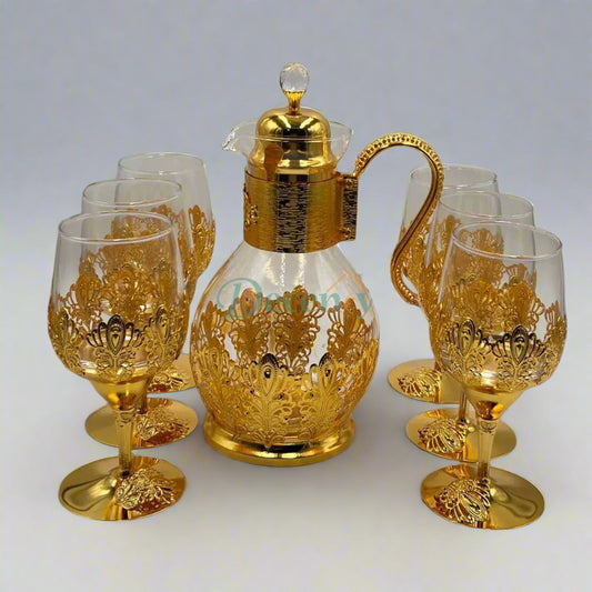 7 Pcs Luxury Golden Leaf Glassware Set ( 1 )