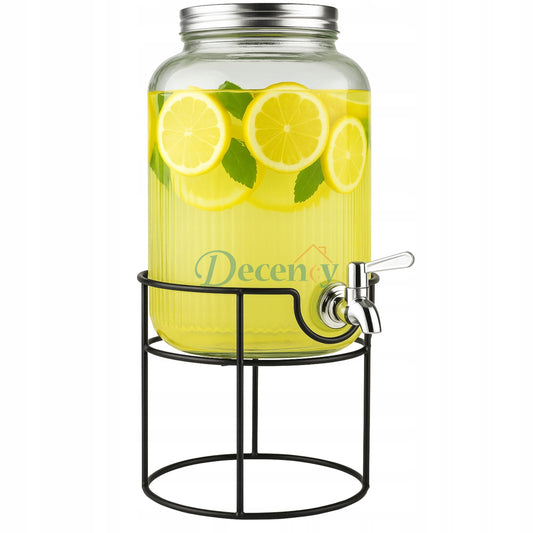 8L Round Glass Water Dispenser with Metal Stand