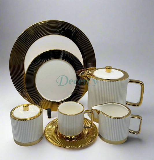 24-Piece Ceramic Tea Set – Premium Cups, Saucers & Serving Essentials ( 4 )