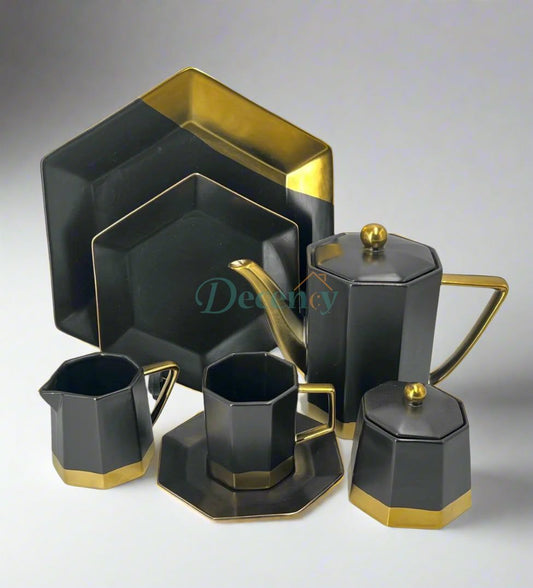 24 Piece Oxford Hexagon Tea Set  – Stylish & Durable Serveware ( 1 )