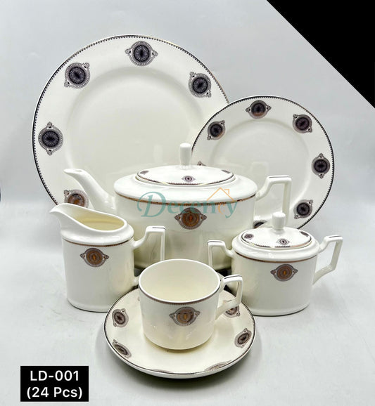 24 PCS Tea Set with Elegant -Cups, Saucers & Serving Accessories ( 9 )