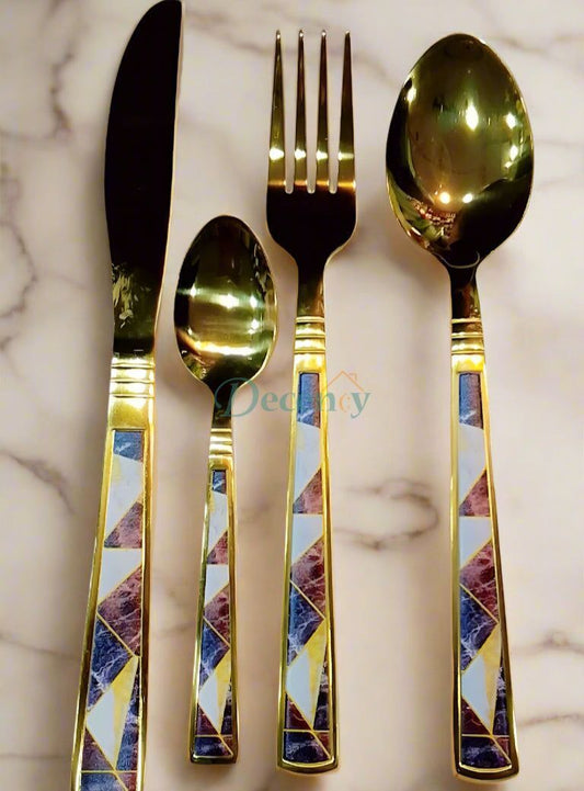 24-Piece Golden Spoon Set – Elegant Stainless Steel Flatware