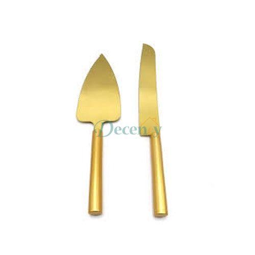 Golden Elegance 2-Piece Cake Knife & Lifter Set