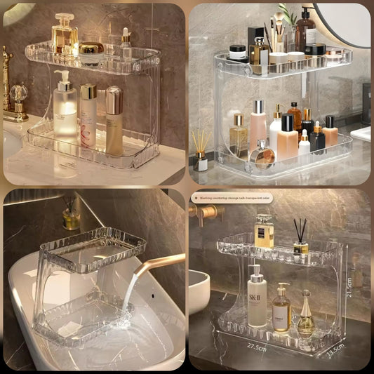 Elegant 2-Tier Acrylic Vanity Organizer - Maximize Your Space &amp; Style&nbsp;
