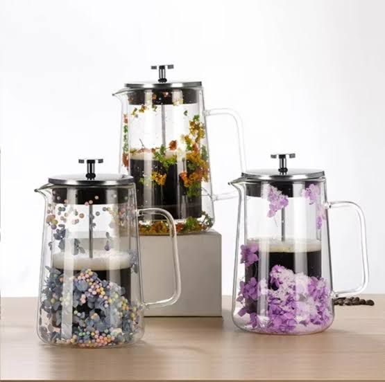 French Press Coffee Maker with Stainless Steel Filter – Elegant Floral Design