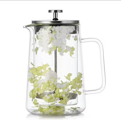 French Press Coffee Maker with Stainless Steel Filter – Elegant Floral Design