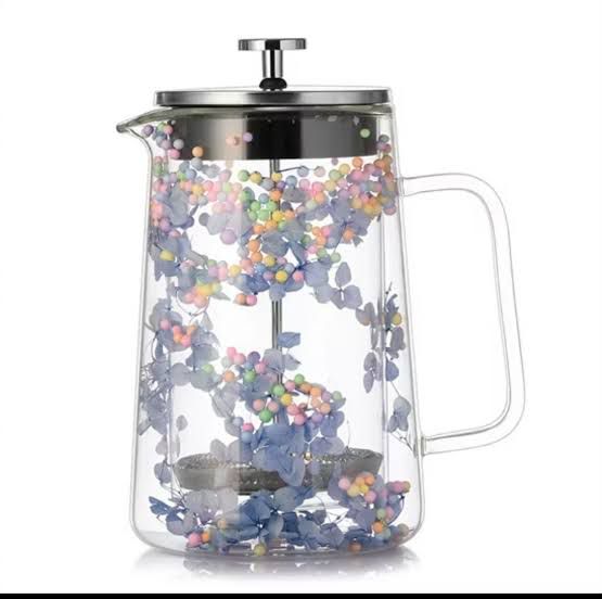 French Press Coffee Maker with Stainless Steel Filter – Elegant Floral Design