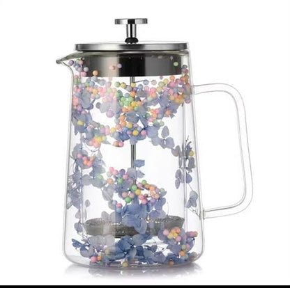 French Press Coffee Maker with Stainless Steel Filter – Elegant Floral Design