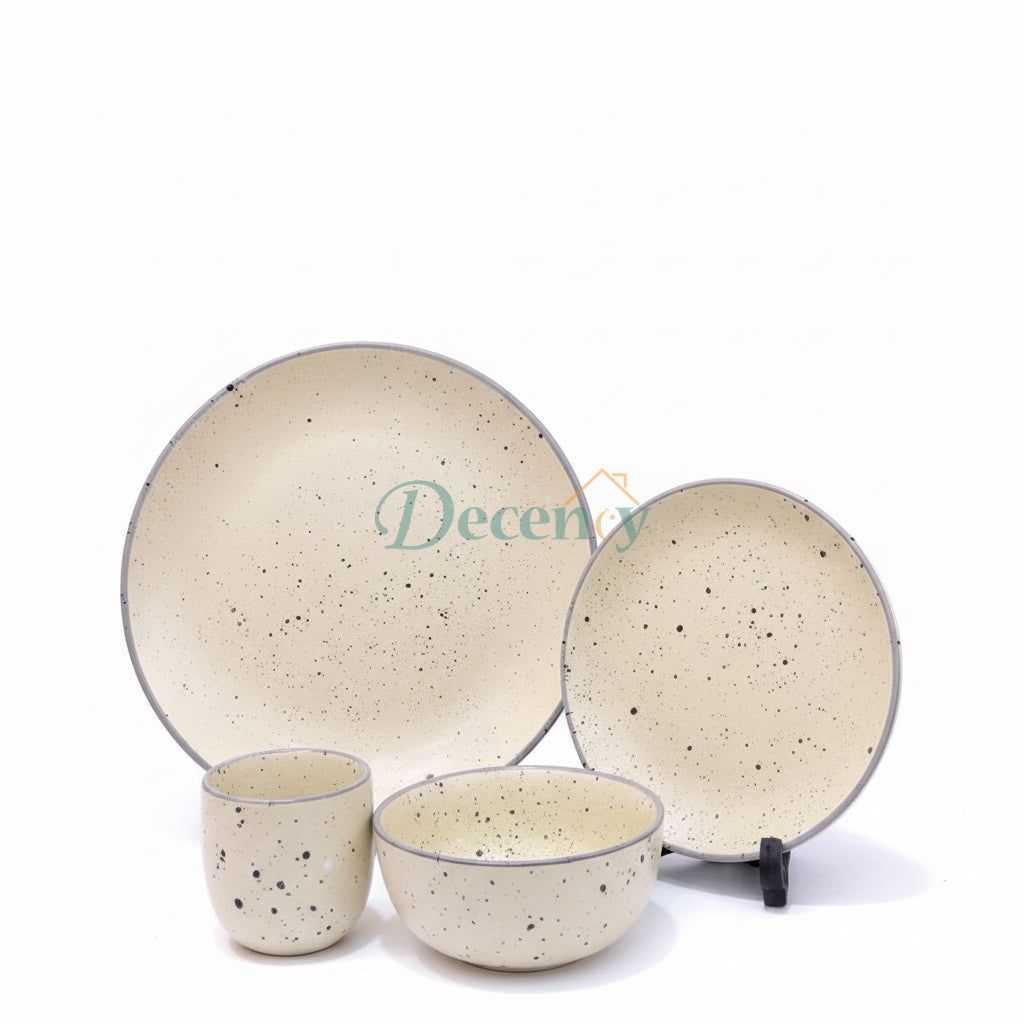 Premium Porcelain Dinner Set with  Cream Mozzaik Style