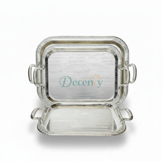 Luxury 3 Pcs Metal Tray Set (G - 08)