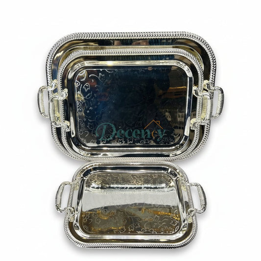 Luxury 3 Pcs Metal Tray Set (G - 06)