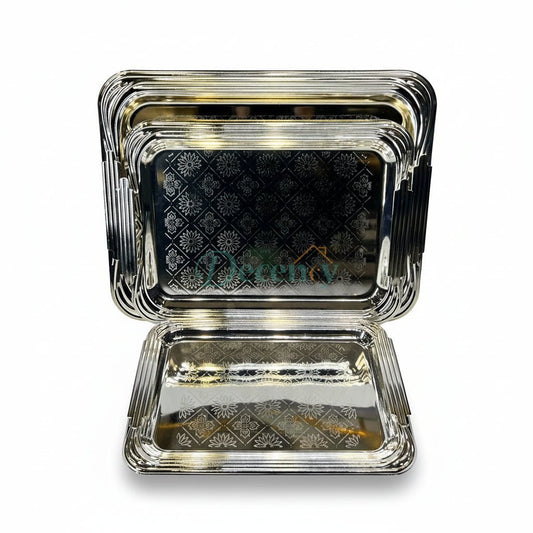 Luxury 3 Pcs Metal Tray Set (G - 12)