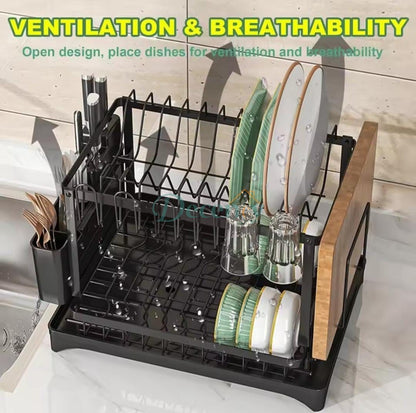Multifunctional Dish Drying Rack Large Capacity /  2Tier Dish Racks for Kitchen Counter