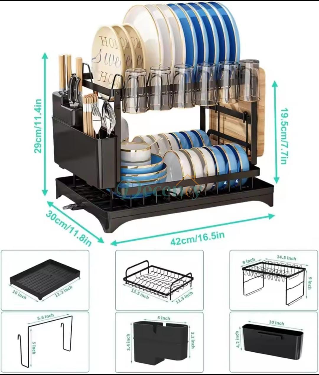 Multifunctional Dish Drying Rack Large Capacity /  2Tier Dish Racks for Kitchen Counter