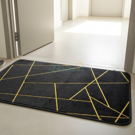 Luxurious Gold Stripe Anti-Slip Faux Rabbit Fur Mat