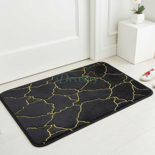 Luxurious Gold Stripe Anti-Slip Faux Rabbit Fur Mat