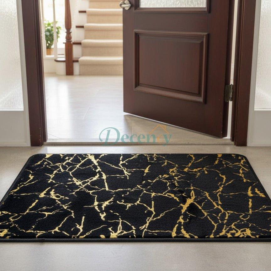 Luxurious Gold Stripe Anti-Slip Faux Rabbit Fur Mat